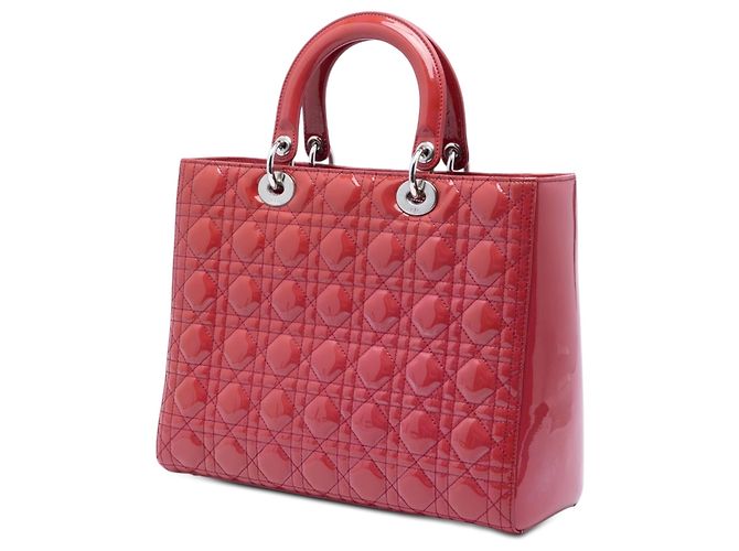 Borsa Lady Dior Large in vernice cannage rosso - vista 2