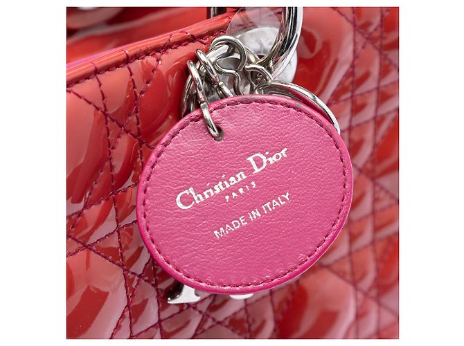 Borsa Lady Dior Large in vernice cannage rosso - vista 5