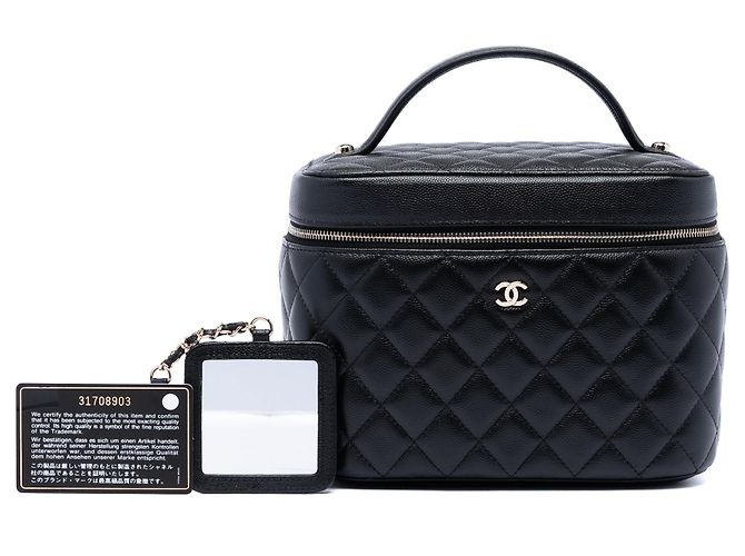 Vanity Case Chanel Medium CC gestepptes Caviar Schwarz - Ansicht 6