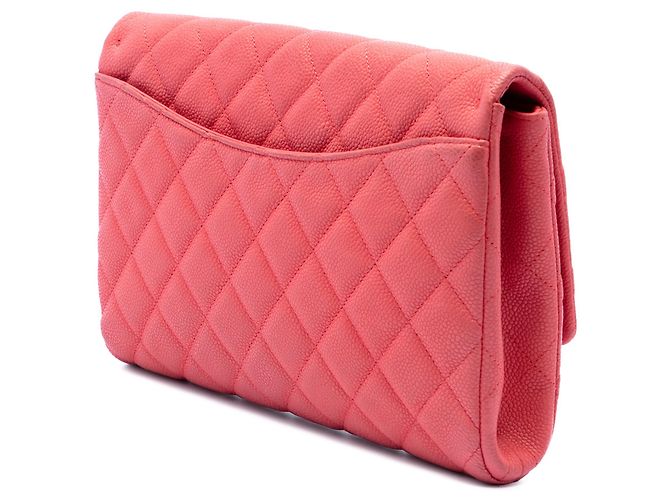 Clutch Chanel trapuntata in caviar rosa con borsa a tracolla con catena - vista 2