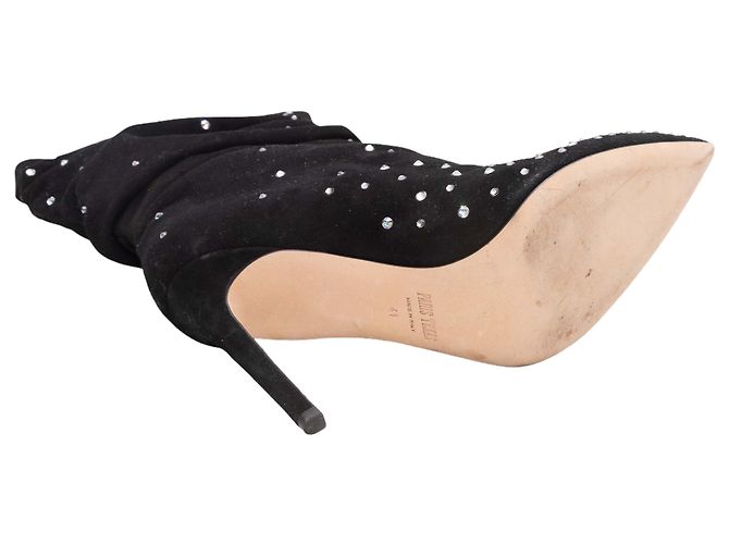 Stivali slouch a punta in scamosciato Paris Texas nero e strass Taglia 41 - vista 5