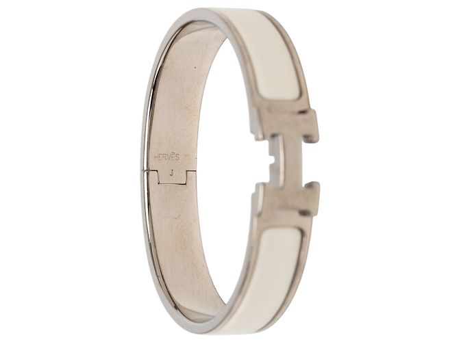 Hermès Clic H Armband schmal Email Weiß PM - Ansicht 4