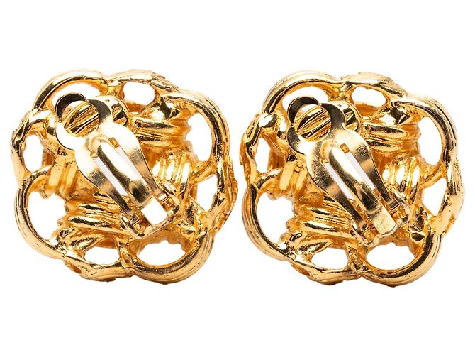 Orecchini a clip Chanel CC placcati oro con nodo D'oro - vista 2