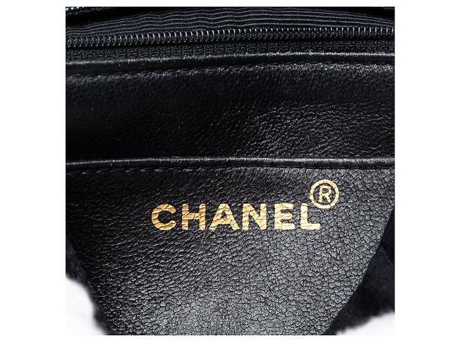 Borsa a tracolla con patta singola Chanel CC in nylon trapuntato verticale nero e grosgrain - vista 5