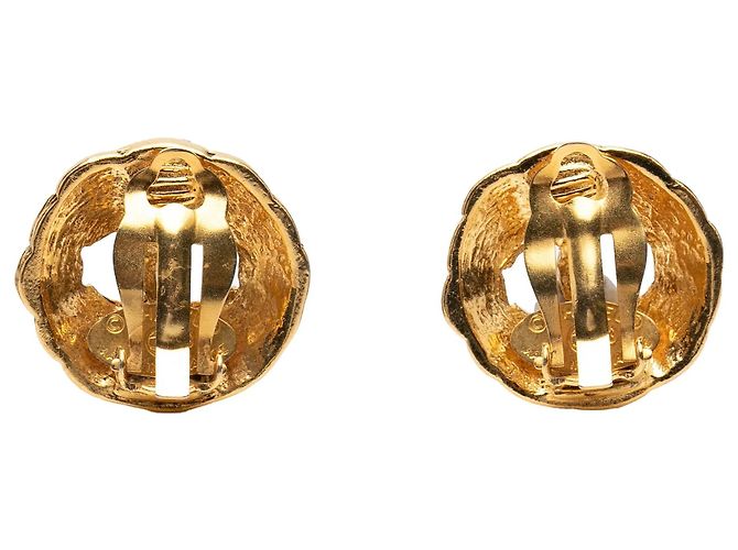 Orecchini a cerchio rotondi CC placcati oro Chanel Gold D'oro - vista 2