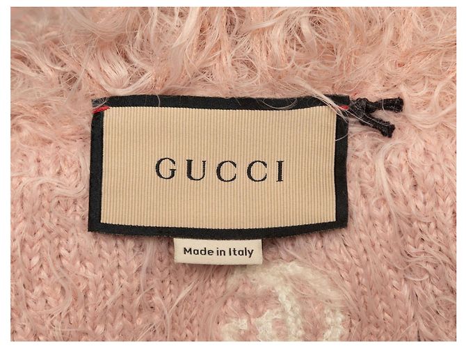 Hellrosa Gucci 2022 Wollmischungs-Cardigan mit Flaum Taille US L - Ansicht 5