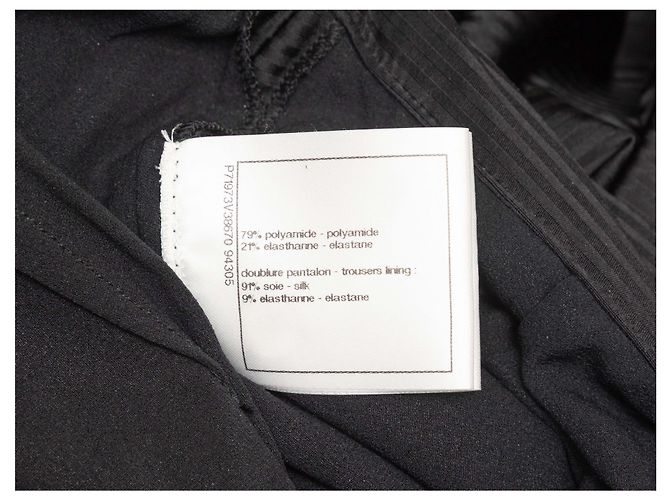 Pantalones Jodhpur de nylon con rayas negras Chanel Talla FR 38 - vista 5