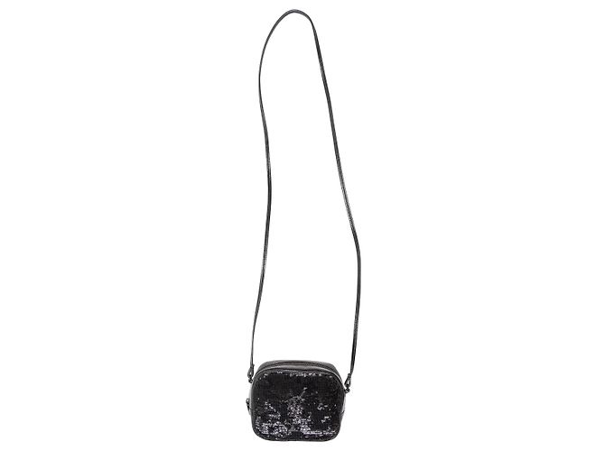 Borsa a tracolla con paillettes Blogger nera Saint Laurent Nero - vista 2