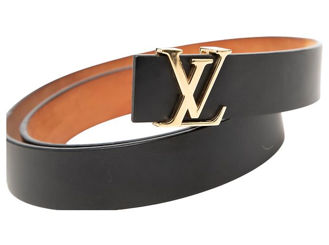 Schwarter Louis Vuitton Initiales Ledergürtel Schwarz - Ansicht 7
