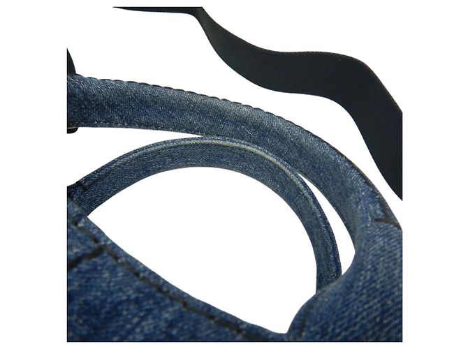 Borsa Prada in denim Canapa blu con logo - vista 14