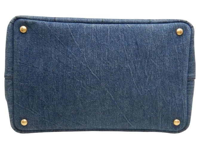 Borsa Prada in denim Canapa blu con logo - vista 3