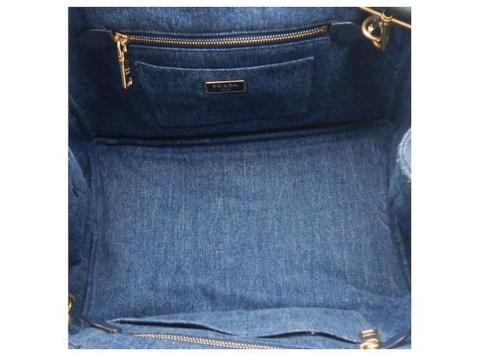 Borsa Prada in denim Canapa blu con logo - vista 4