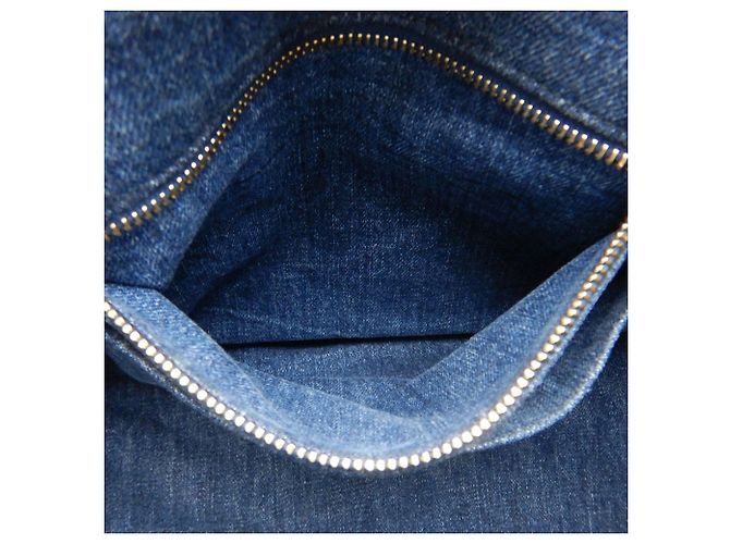Borsa Prada in denim Canapa blu con logo - vista 5