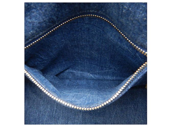 Borsa Prada in denim Canapa blu con logo - vista 6