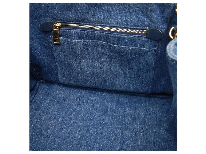 Borsa Prada in denim Canapa blu con logo - vista 7