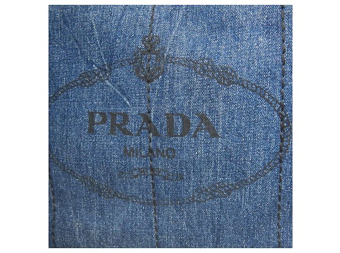 Borsa Prada in denim Canapa blu con logo - vista 8