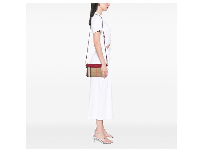 Burberry House Check Canvas Derby Peyton Umhängetasche Braun - Ansicht 6