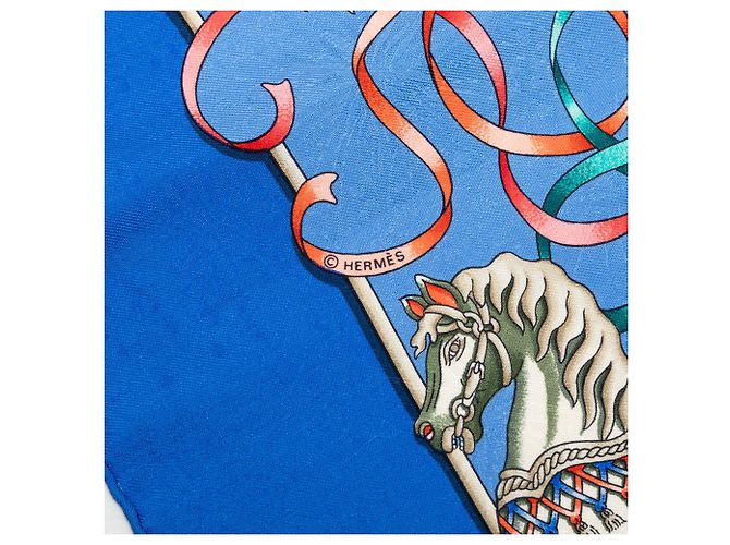 Sciarpa in seta Hermès Luna Park Blue 90 - vista 6
