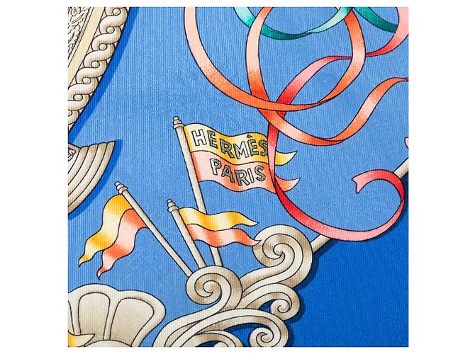 Sciarpa in seta Hermès Luna Park Blue 90 - vista 7