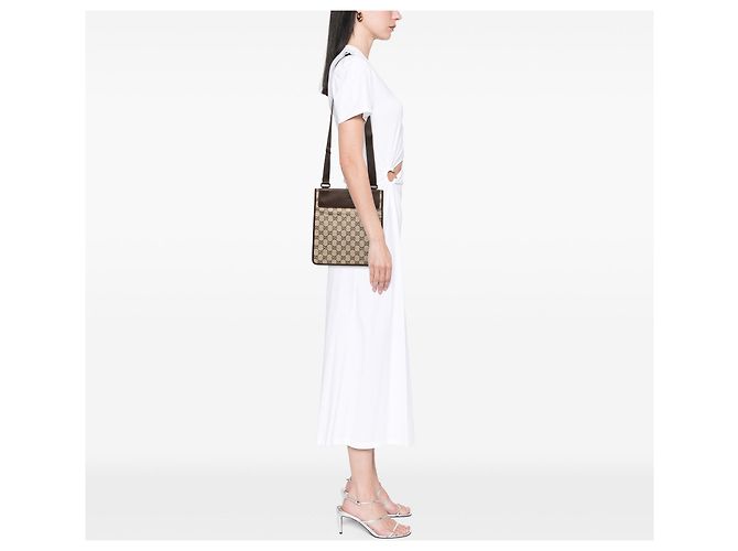 Borsa a tracolla Gucci GG Canvas beige - vista 6