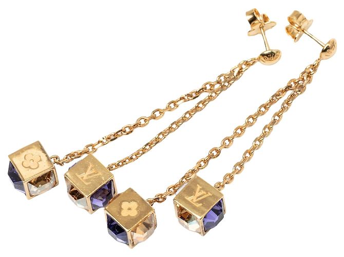 Orecchini Gamble Drop Push Back in strass placcati oro Louis Vuitton Gold D'oro - vista 2