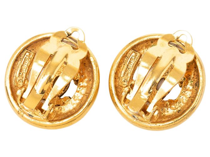 Orecchini a cerchio Chanel CC placcati oro D'oro - vista 2