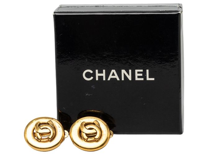 Orecchini a cerchio Chanel CC placcati oro D'oro - vista 4