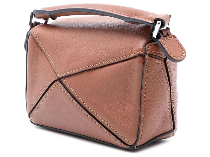 Borsa Nano Puzzle in pelle di vitello marrone LOEWE - vista 2