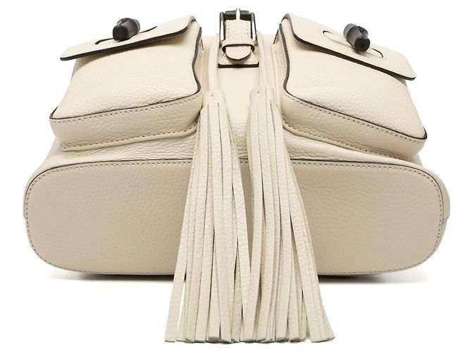 Bamboo Mochila Gucci de cuero blanco con borla de bambú - vista 3