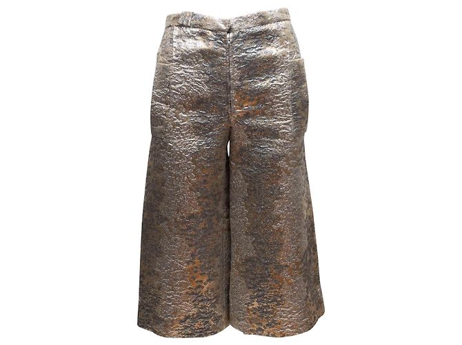 Vintage Silber & Gold Jeanne Lanvin Metallic Jacquard Oberteil & Hose Set Größe US S - Ansicht 4