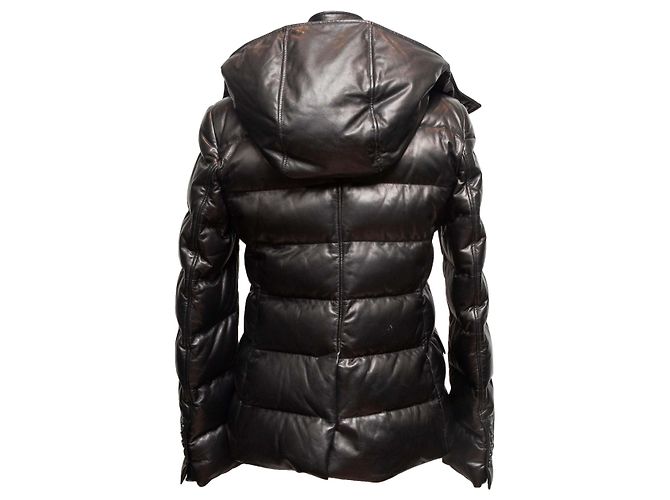Chaqueta acolchada con capucha de cuero negro Tom Ford Talla IT 40 - vista 4