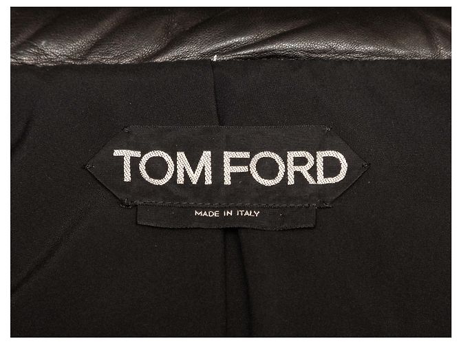 Chaqueta acolchada con capucha de cuero negro Tom Ford Talla IT 40 - vista 5