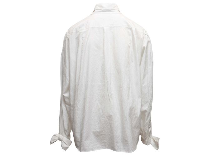 Top blanco Chanel de manga larga con lazo en el cuello y abotonado Talla FR 36 - vista 5