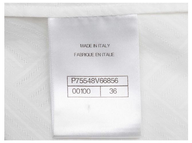 Top blanco Chanel de manga larga con lazo en el cuello y abotonado Talla FR 36 - vista 7
