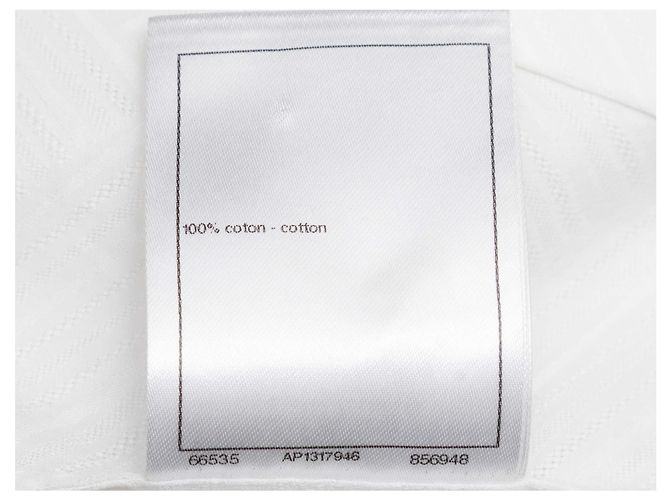 Top blanco Chanel de manga larga con lazo en el cuello y abotonado Talla FR 36 - vista 8