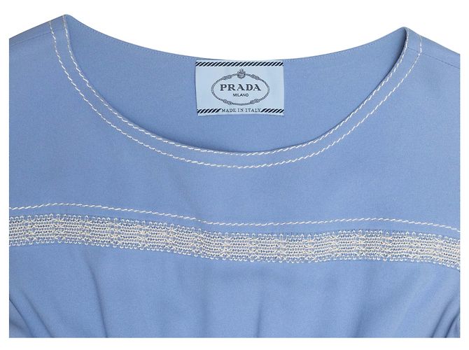 Ärmelloses blaues Prada Mini-Kleid Größe IT 46 - Ansicht 4