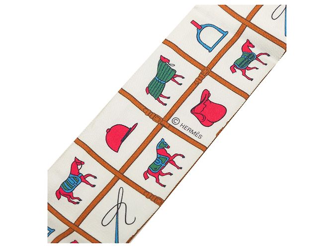 Foulard Twilly in seta bianco Hermès Couvertures et Tenues de Jour Scarves - vista 6