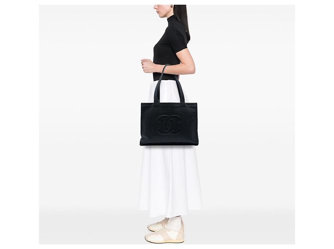Tote Chanel CC Caviar nero - vista 5