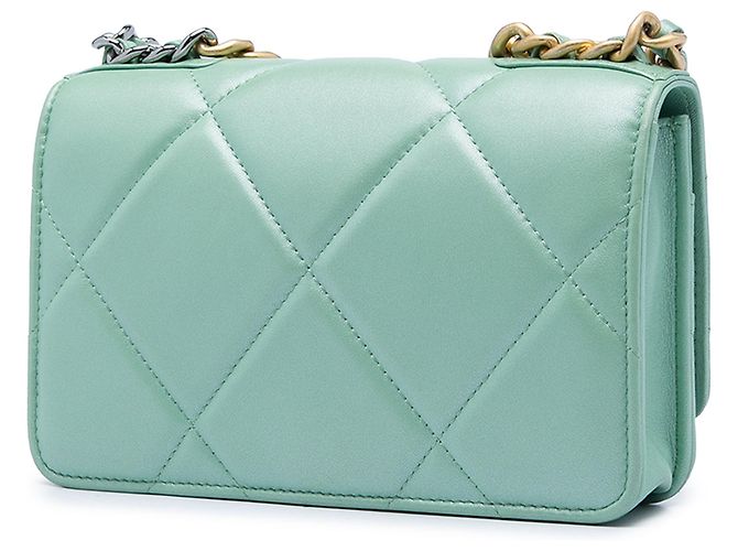 Wallet On Chain Grüner Chanel gesteppter Lammleder 19 Satchel mit Kette - Ansicht 2