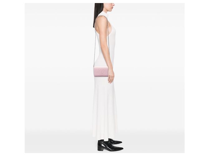 Wallet On Chain Bolsa transversal crossbody Chanel CC Caviar rosa - vista 6