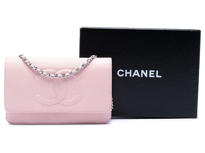 Wallet On Chain Bolsa transversal crossbody Chanel CC Caviar rosa - vista 7