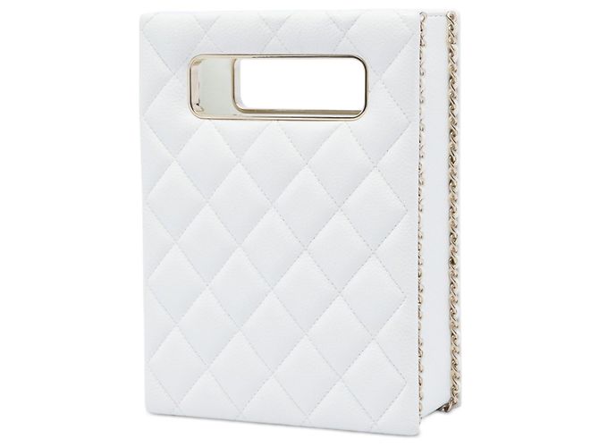 Borsa da sera Chanel Mini Quilted Caviar Cut Out White Tote Satchel Bianco - vista 2
