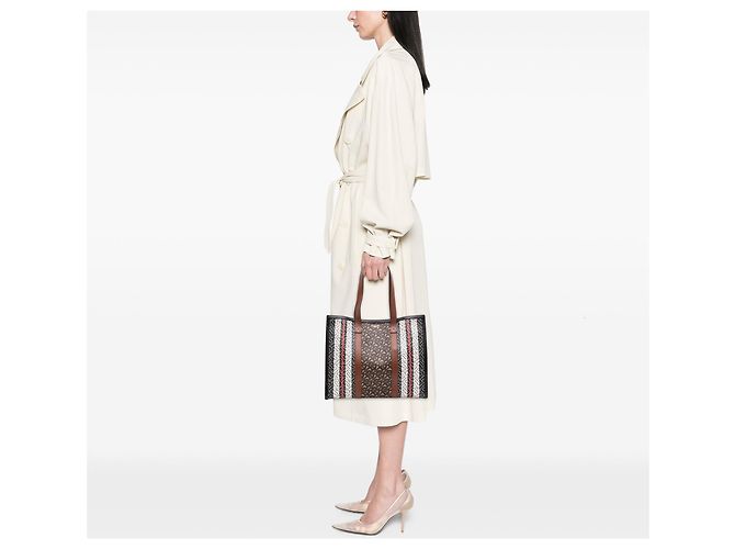 Burberry TB Monogram E Canvas Stripe Book Tote braun - Ansicht 7