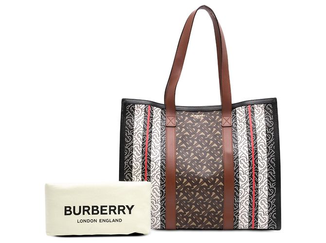 Burberry TB Monogram E Canvas Stripe Book Tote braun - Ansicht 8