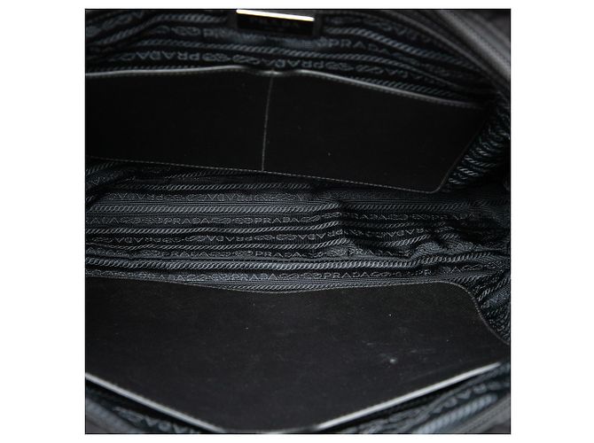 Borsa Tote Convertible Prada Saffiano Trimmed Tessuto Nera Nero - vista 4