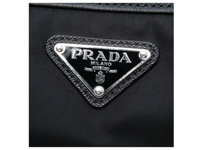 Borsa Tote Convertible Prada Saffiano Trimmed Tessuto Nera Nero - vista 5