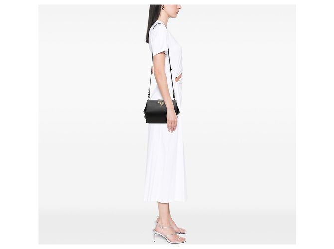 Borsa a tracolla Black Prada Saffiano and City Calf Light Frame Nero - vista 6