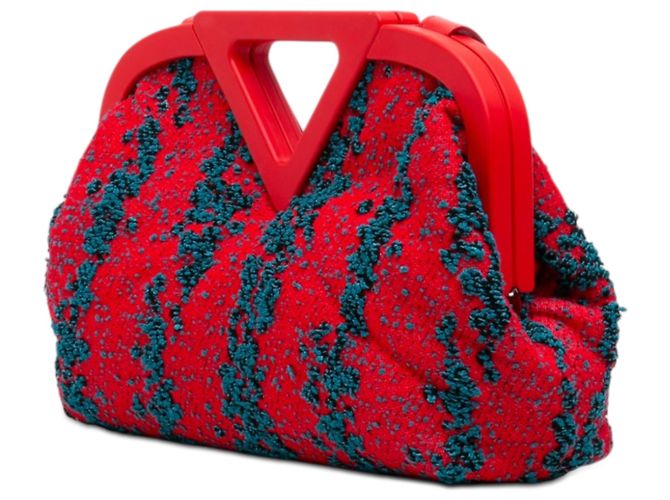 Bolso Bottega Veneta Medium Boucle Tweed The Point Triangle Rojo - vista 2