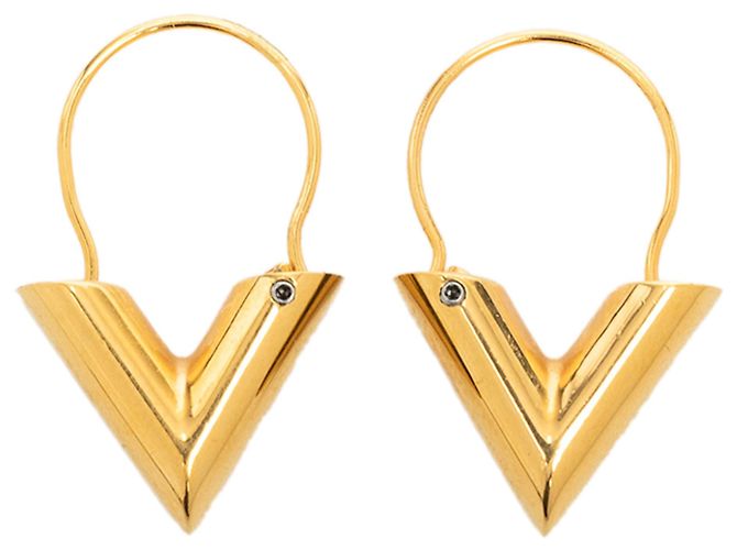 Louis Vuitton Gold Essential V Vergoldete Creolen Golden - Ansicht 2