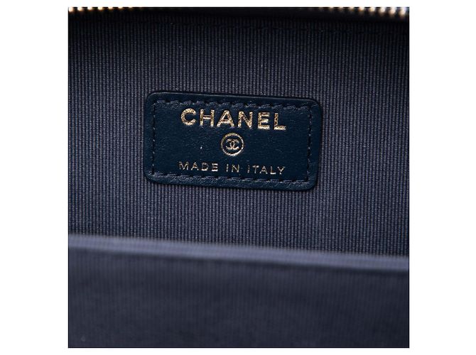 Borsa a tracolla camera case in denim con stampa CC blu Chanel - vista 5